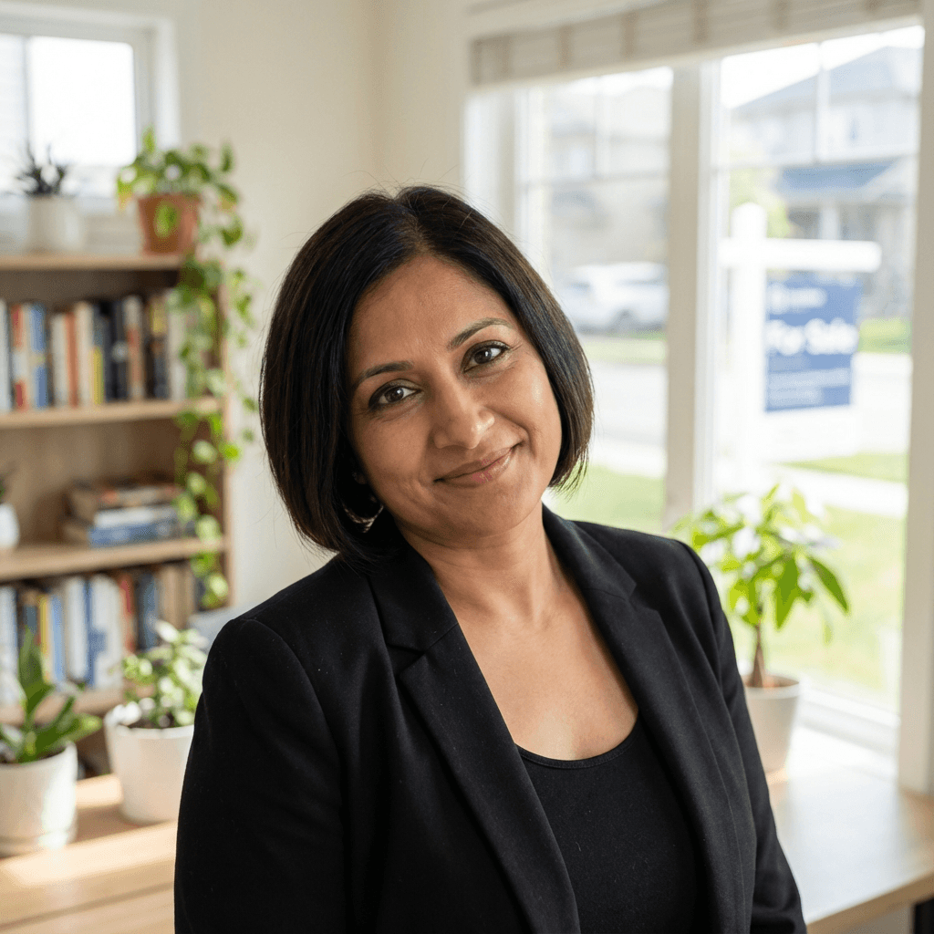 Noor Hassan smiling softly in a neutral-toned café
