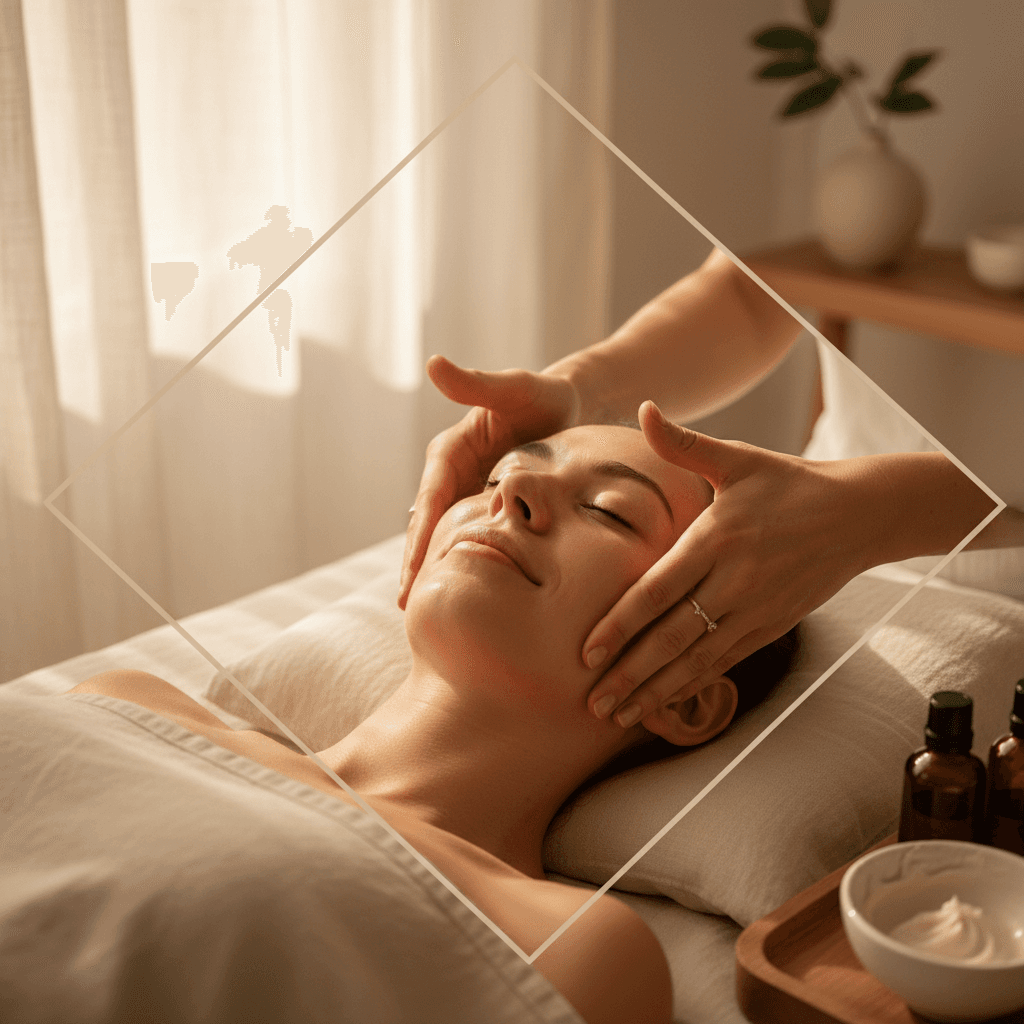 Client relaxing during a facial treatment at a Toronto beauty studio